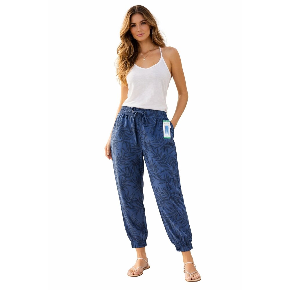 Orvis Lyocell Jogger Pants Blue Women XL Elastic Waist Drawstring Travel NWT